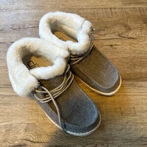 Hey Dude Charcoal Fur-Lined Shoes